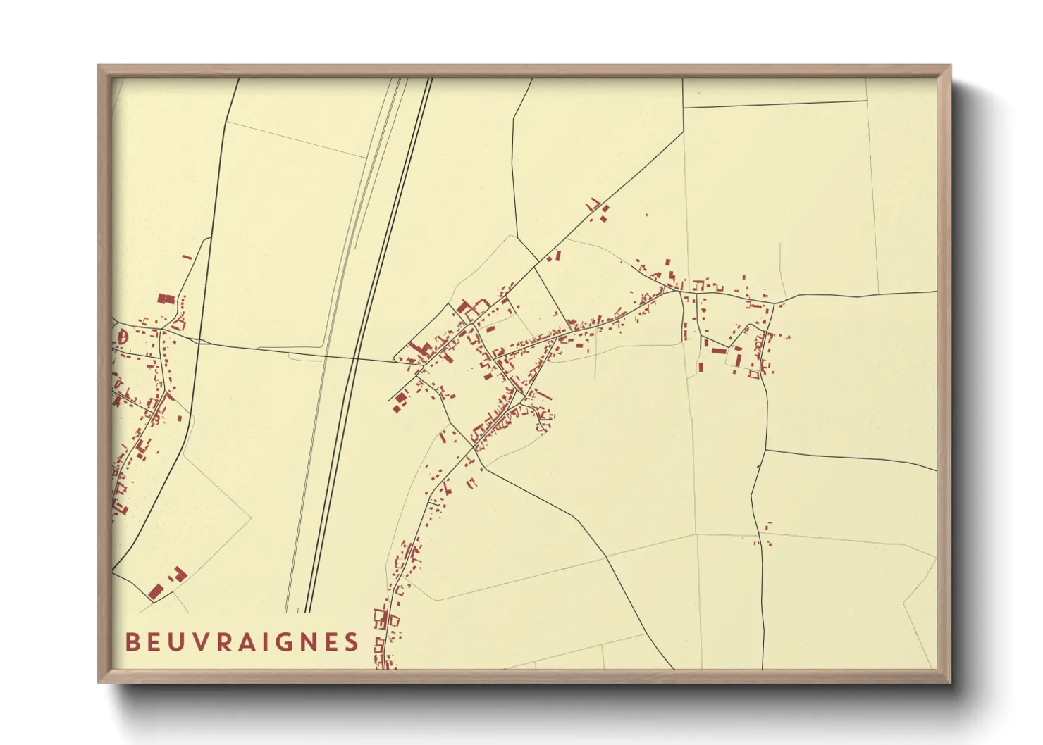 Une affiche de carte sur Beuvraignes