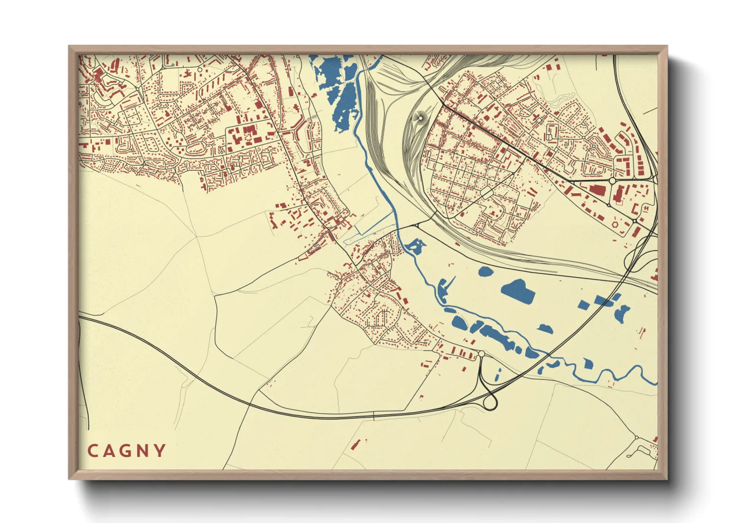 Une affiche de carte sur Cagny
