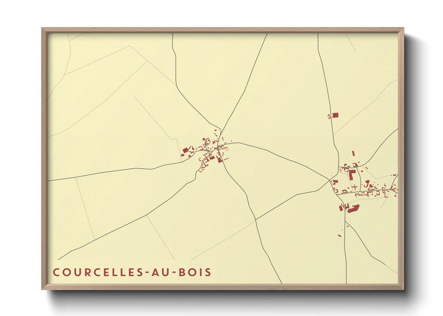 Une affiche de carte sur Courcelles-au-Bois