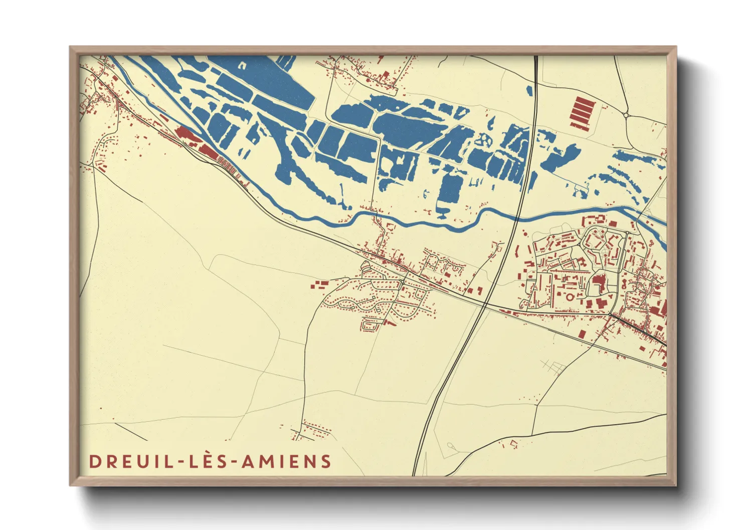 Une affiche de carte sur Dreuil-lès-Amiens
