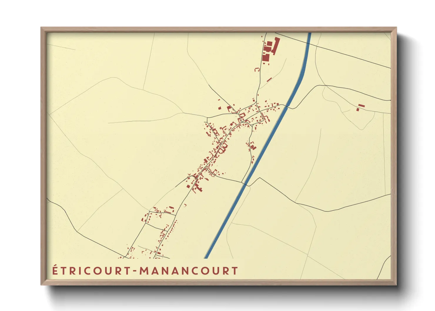 Une affiche de carte sur Étricourt-Manancourt