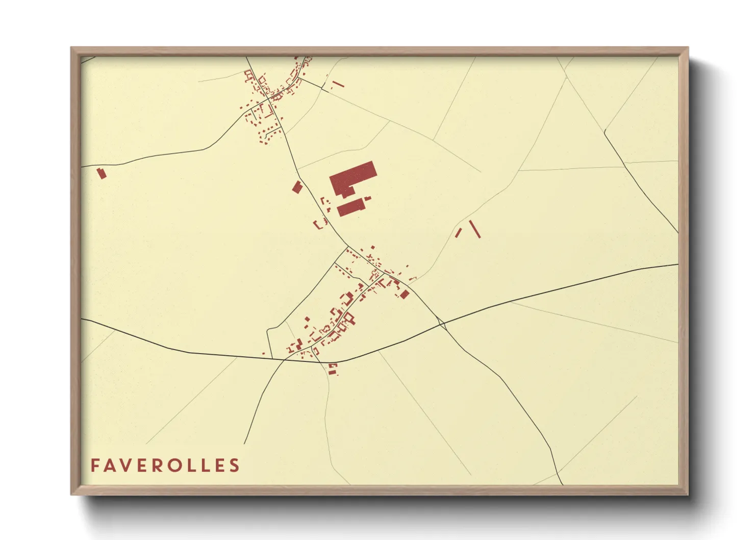 Une affiche de carte sur Faverolles