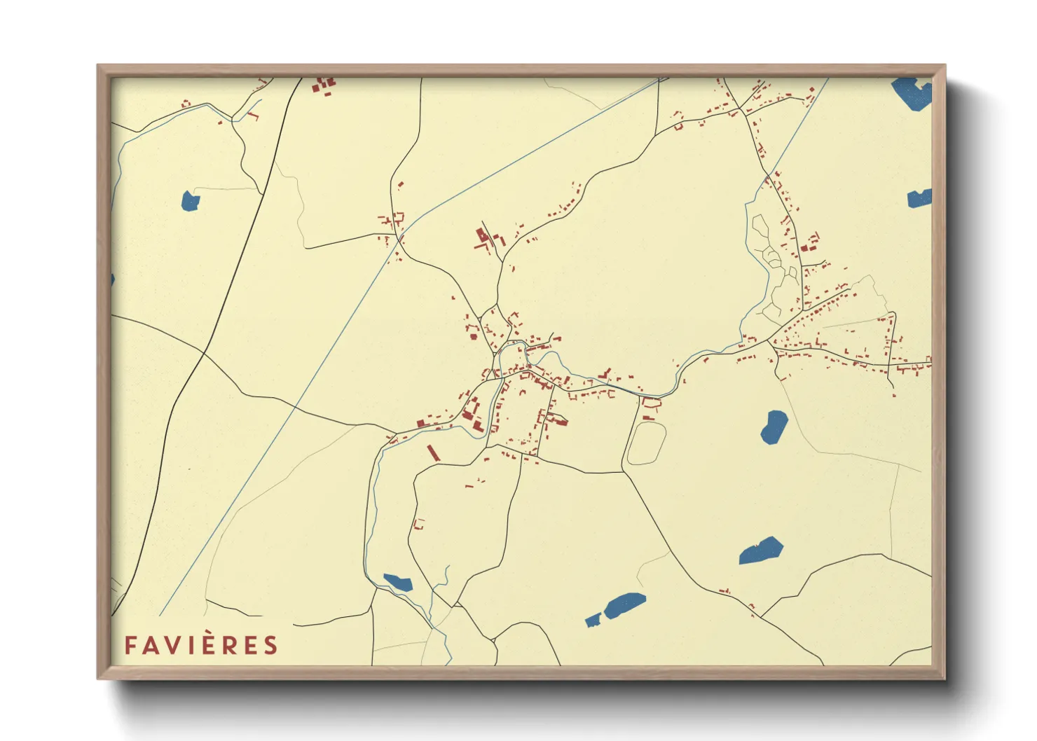 Une affiche de carte sur Favières