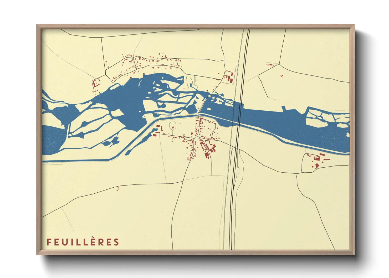 Une affiche de carte sur Feuillères