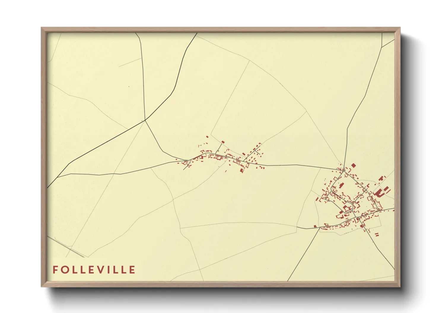 Une affiche de carte sur Folleville
