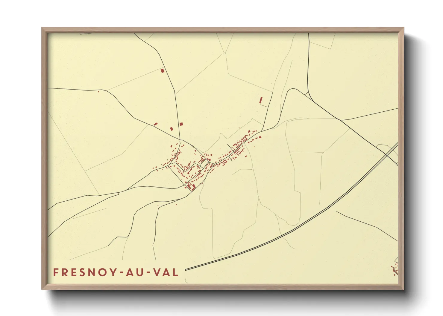 Une affiche de carte sur Fresnoy-au-Val