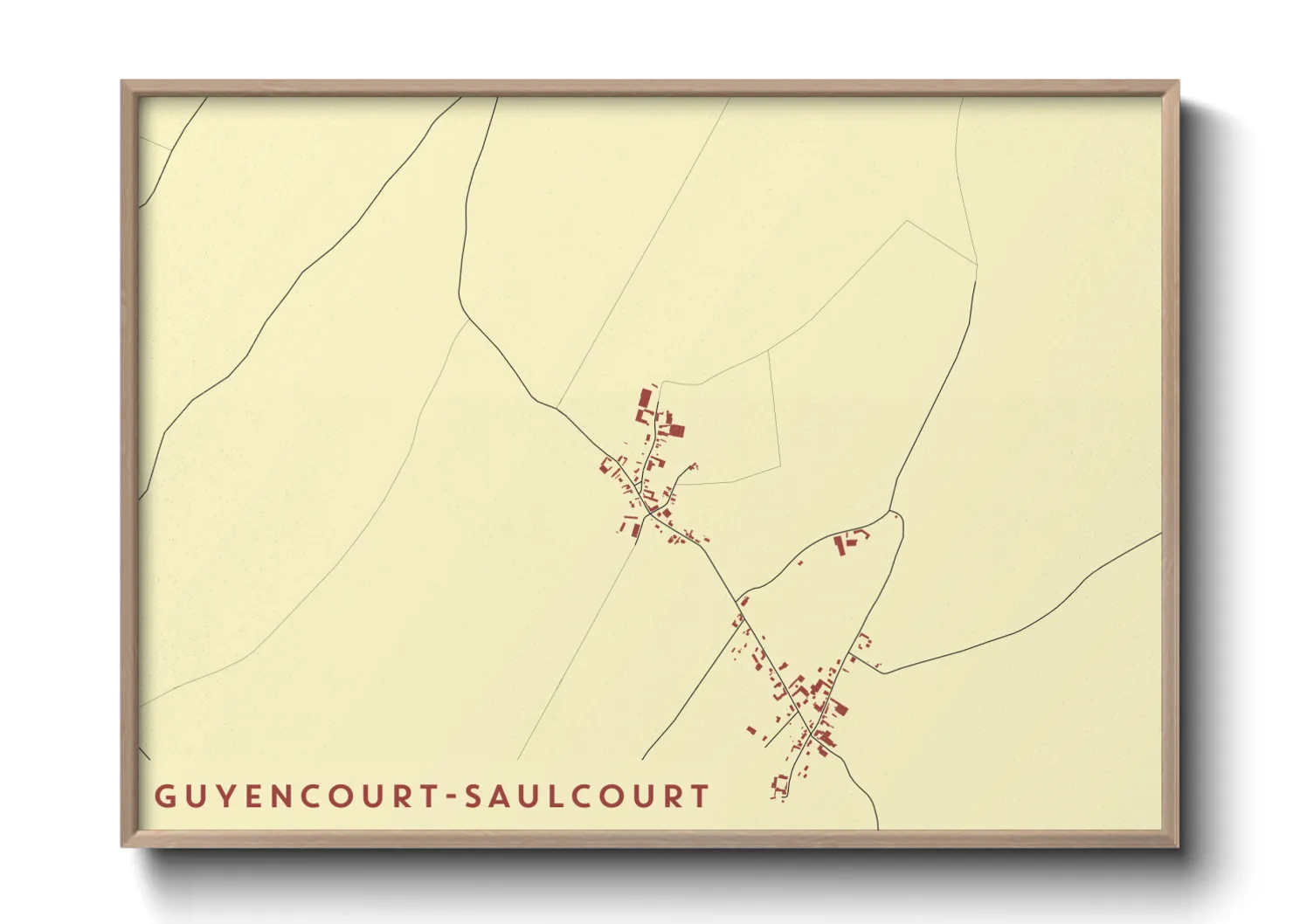 Une affiche de carte sur Guyencourt-Saulcourt