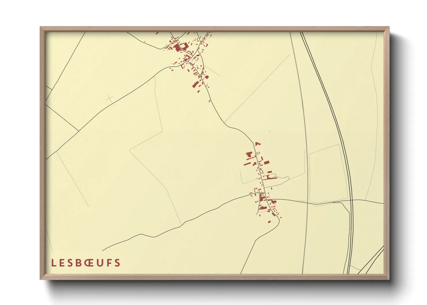 Une affiche de carte sur Lesbœufs