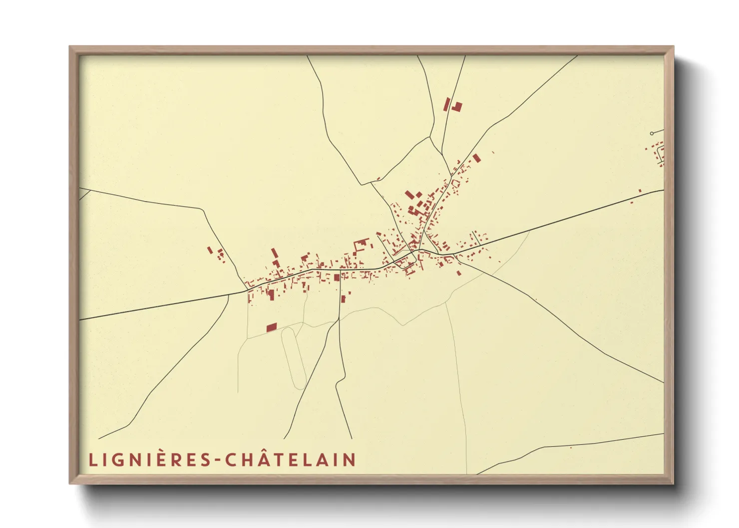 Une affiche de carte sur Lignières-Châtelain