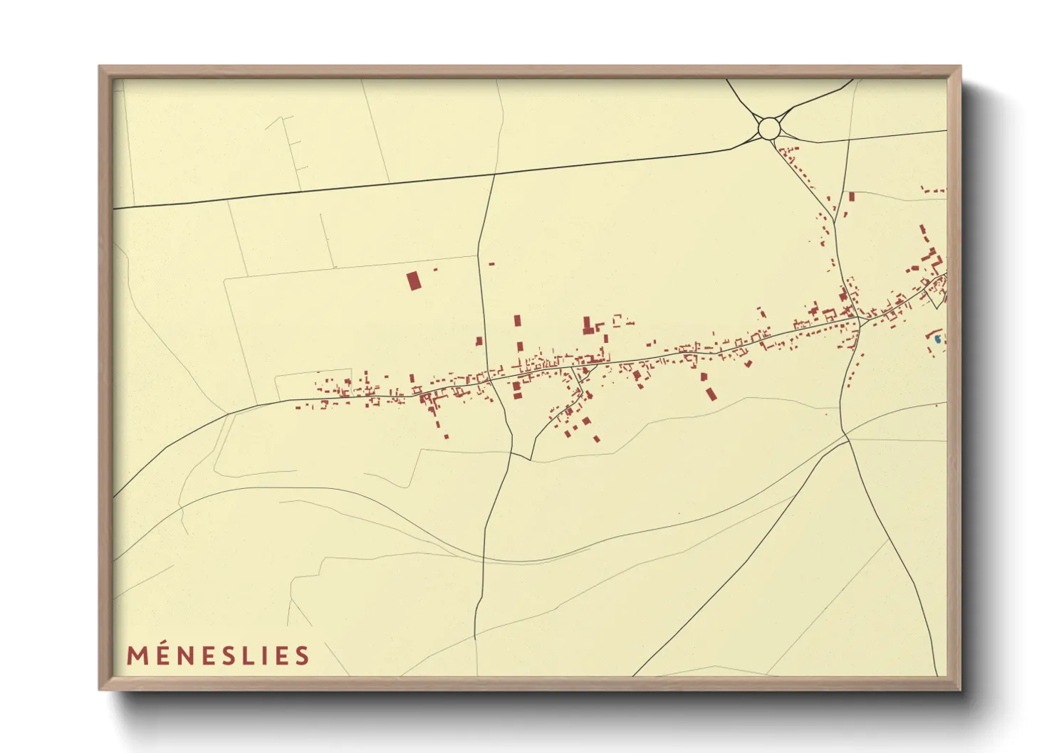 Une affiche de carte sur Méneslies