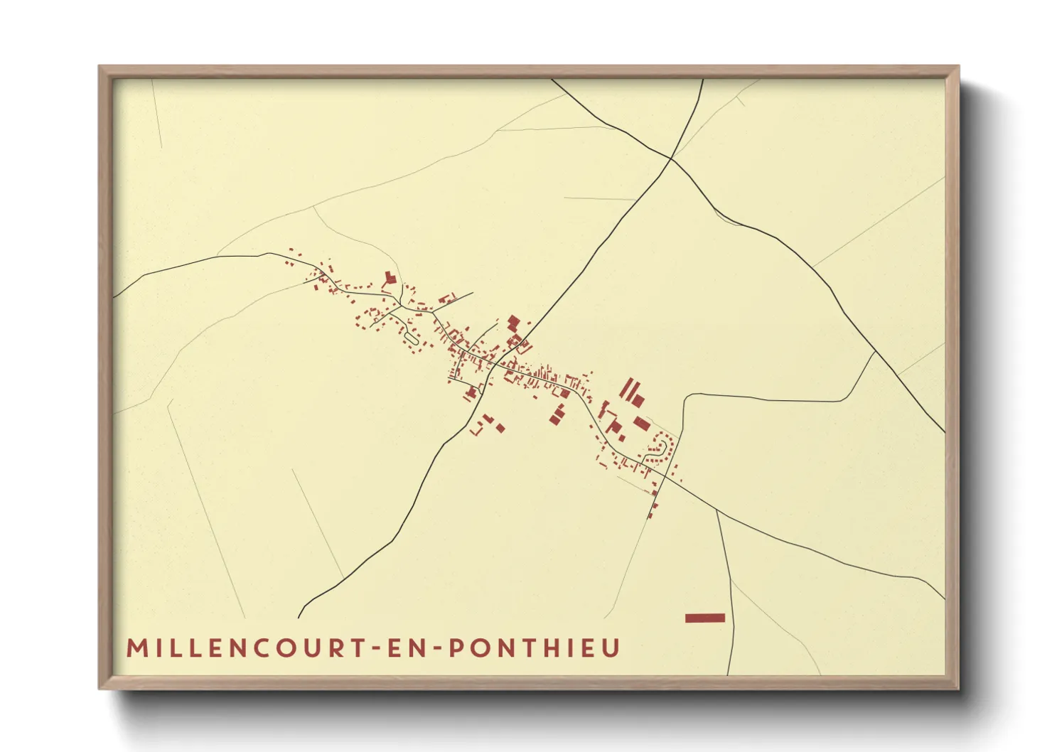 Une affiche de carte sur Millencourt-en-Ponthieu