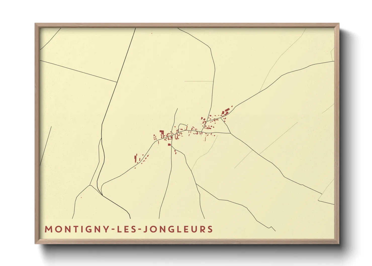 Une affiche de carte sur Montigny-les-Jongleurs