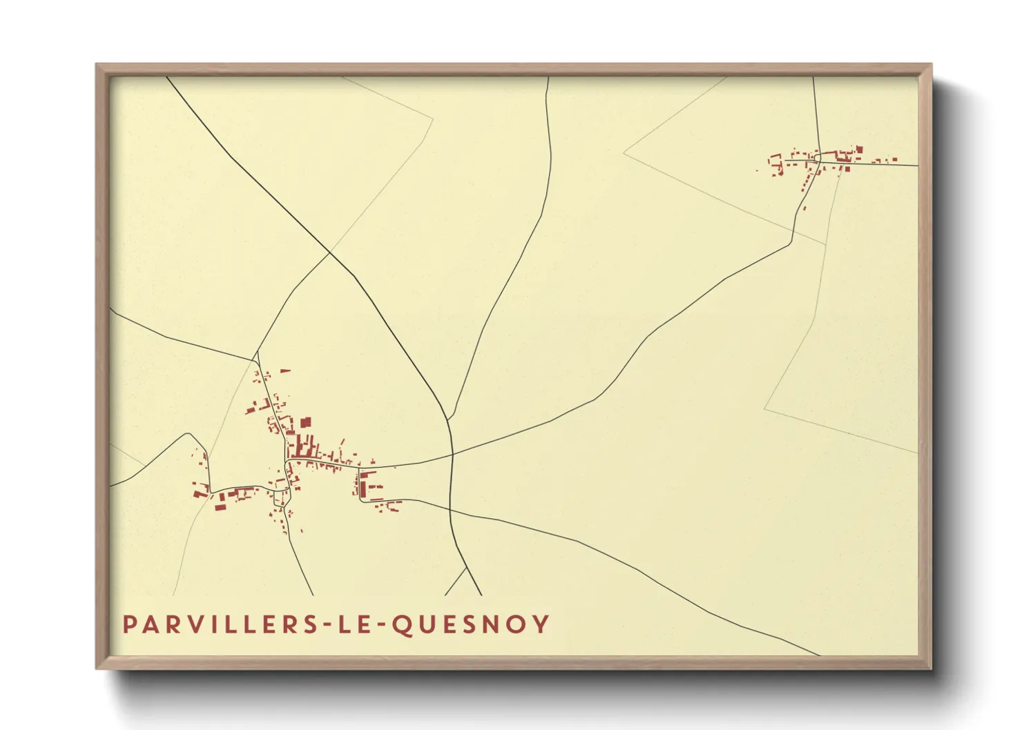 Une affiche de carte sur Parvillers-le-Quesnoy