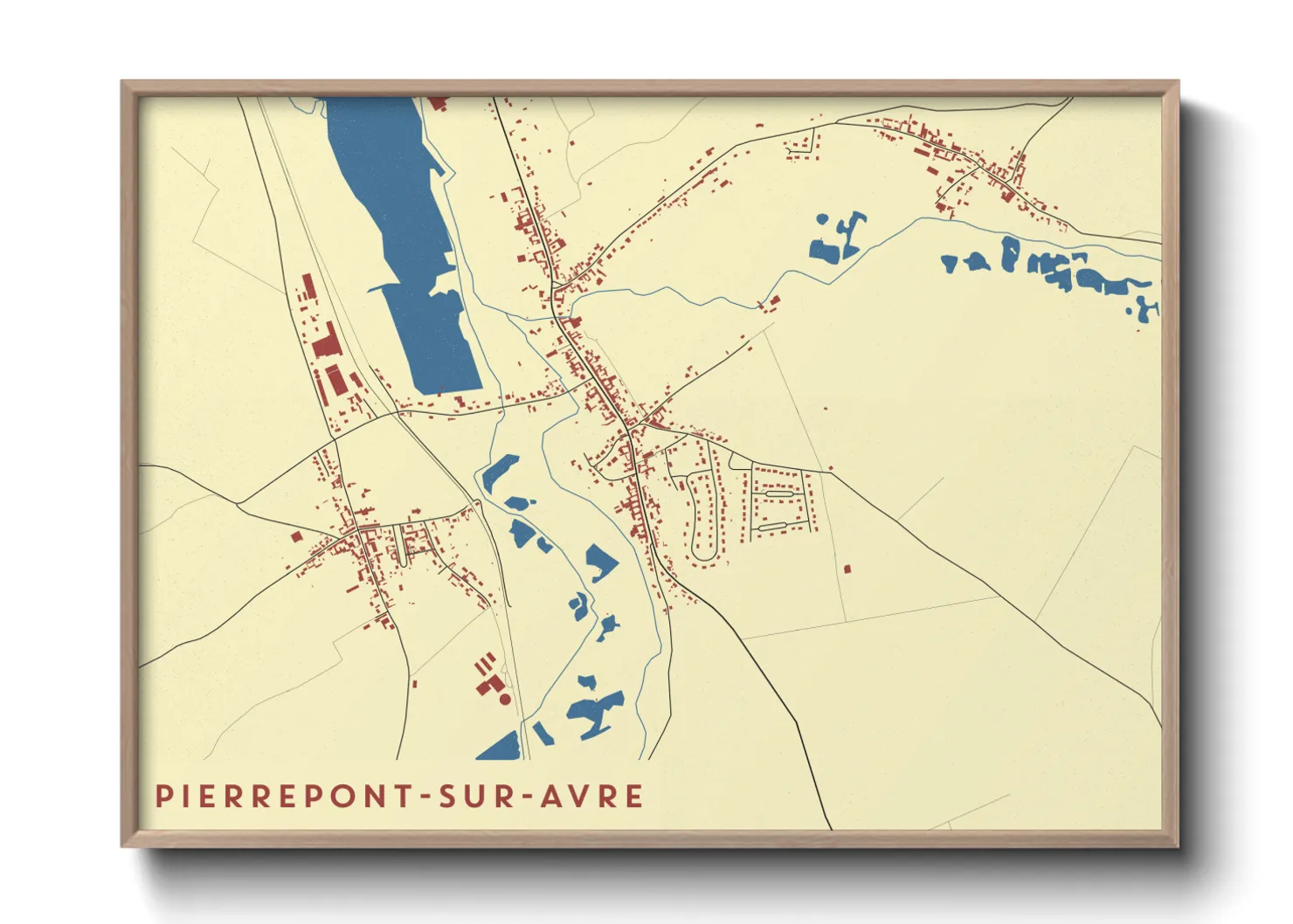 Une affiche de carte sur Pierrepont-sur-Avre