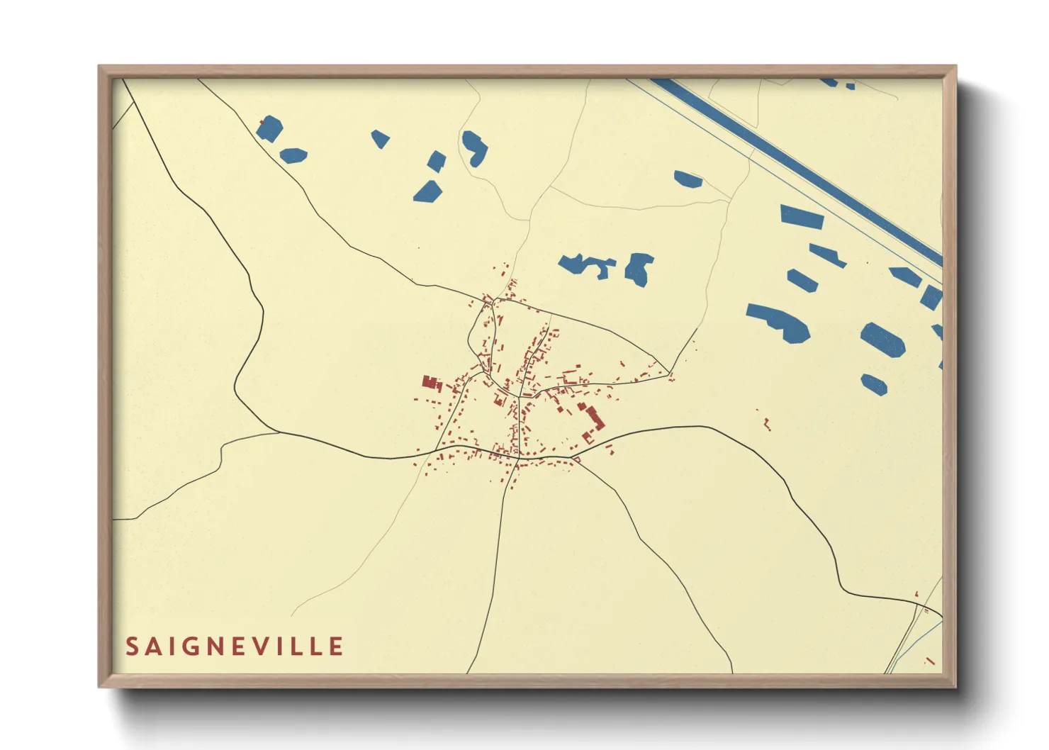 Une affiche de carte sur Saigneville