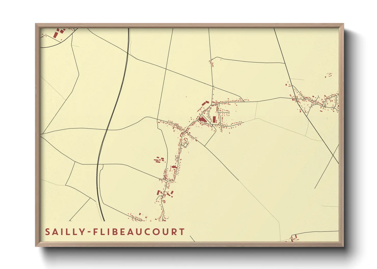 Une affiche de carte sur Sailly-Flibeaucourt