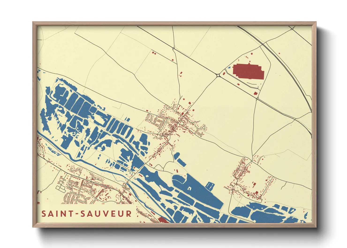 Une affiche de carte sur Saint-Sauveur