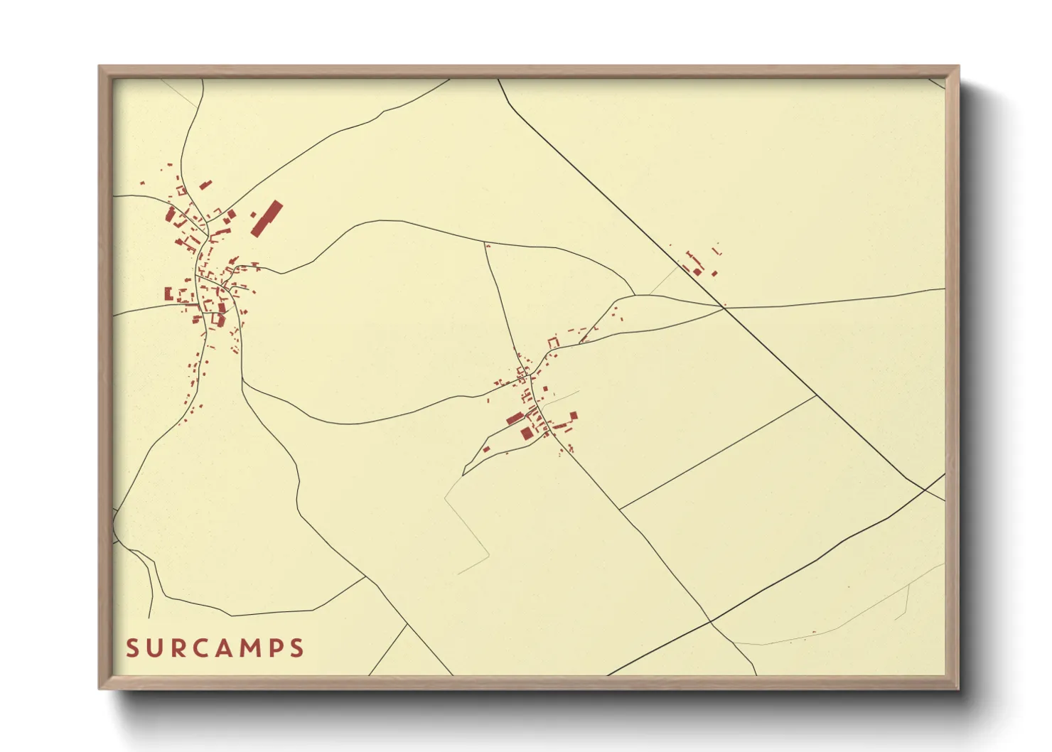 Une affiche de carte sur Surcamps