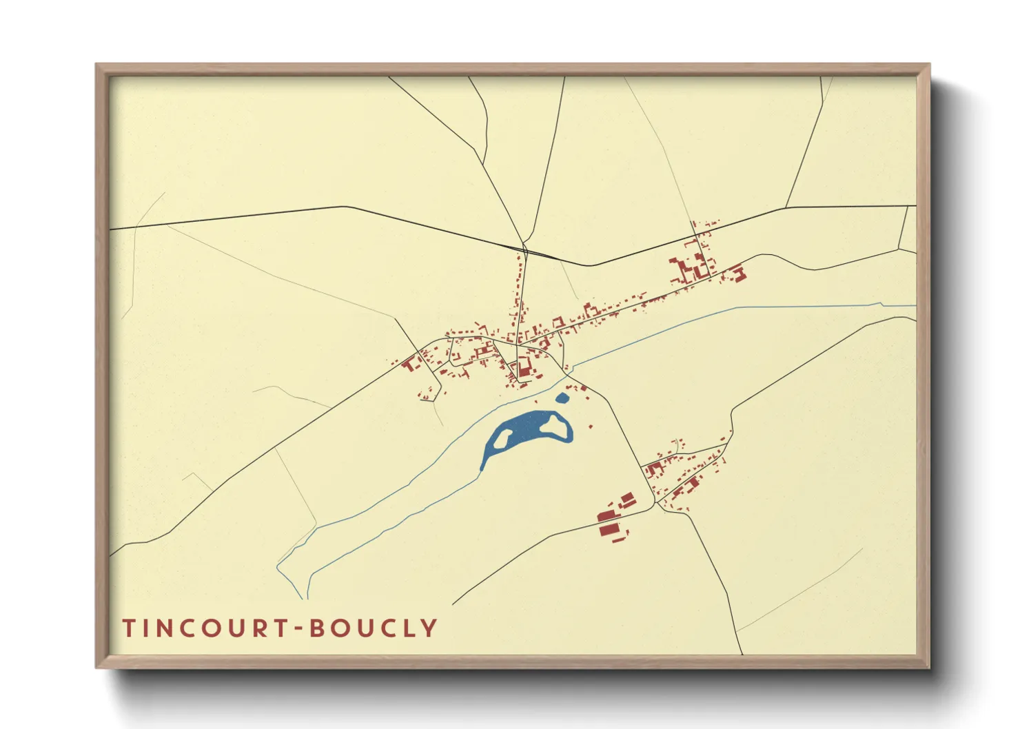 Une affiche de carte sur Tincourt-Boucly