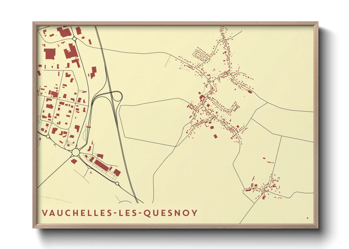 Une affiche de carte sur Vauchelles-les-Quesnoy