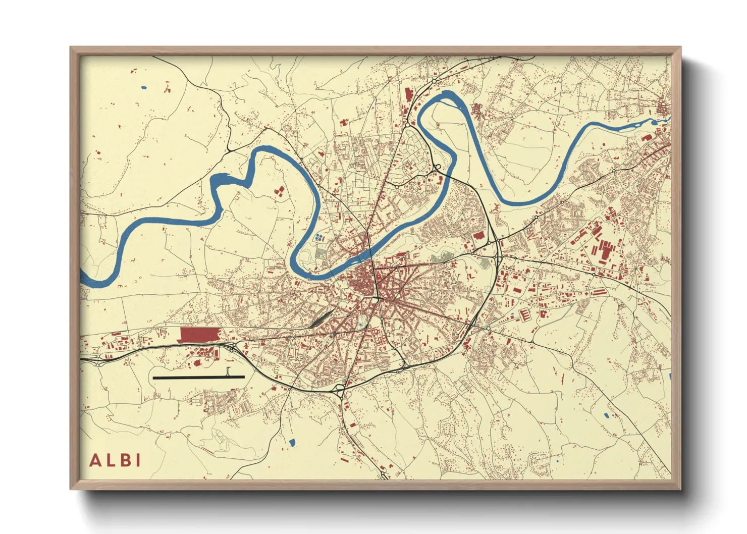 Une affiche de carte sur Albi