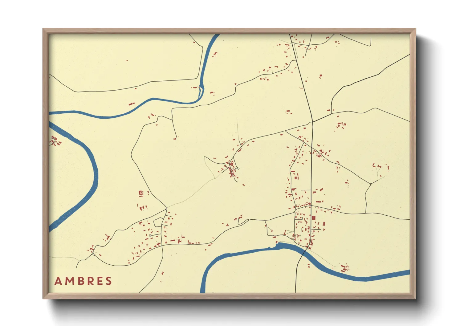 Une affiche de carte sur Ambres