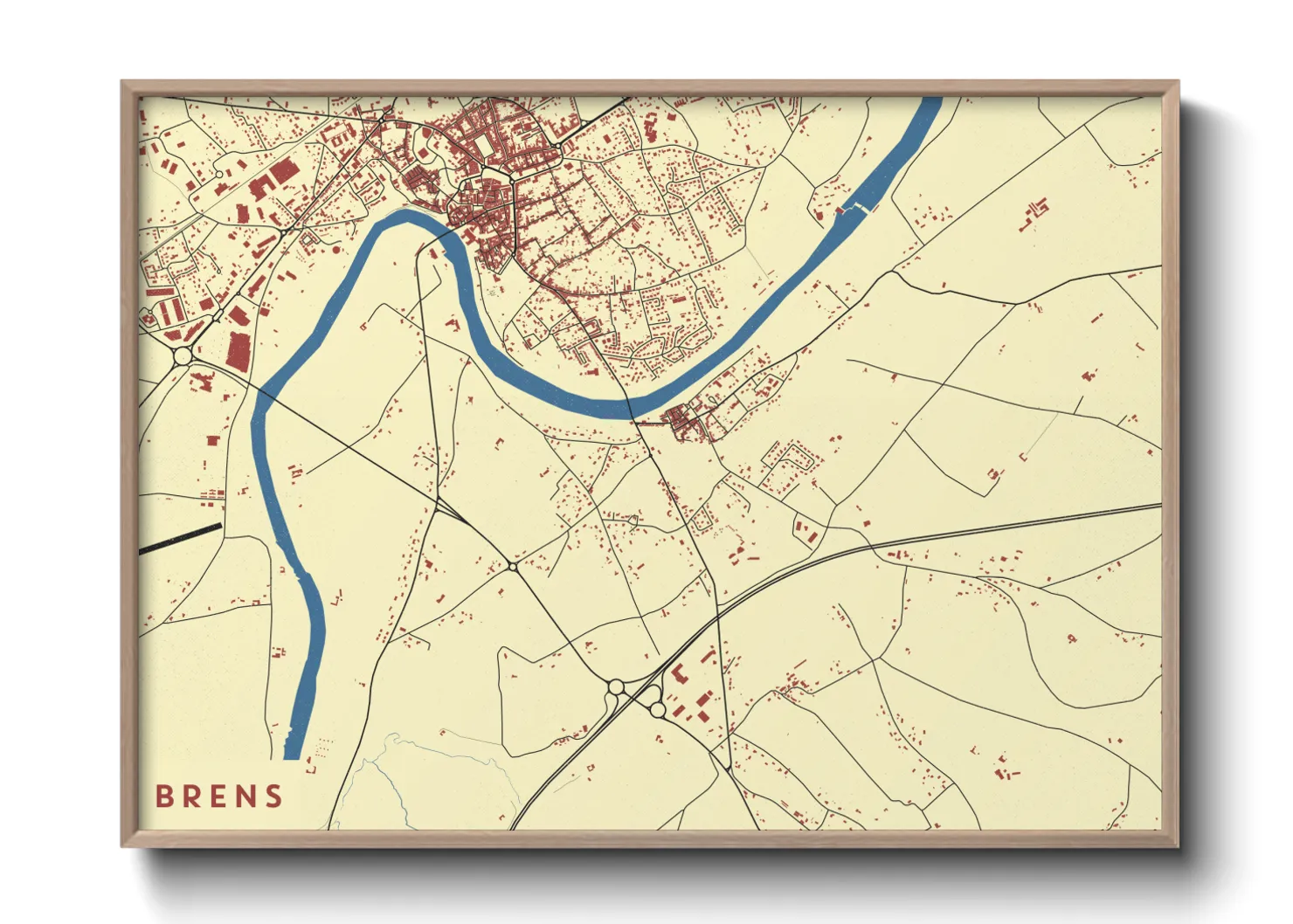 Une affiche de carte sur Brens