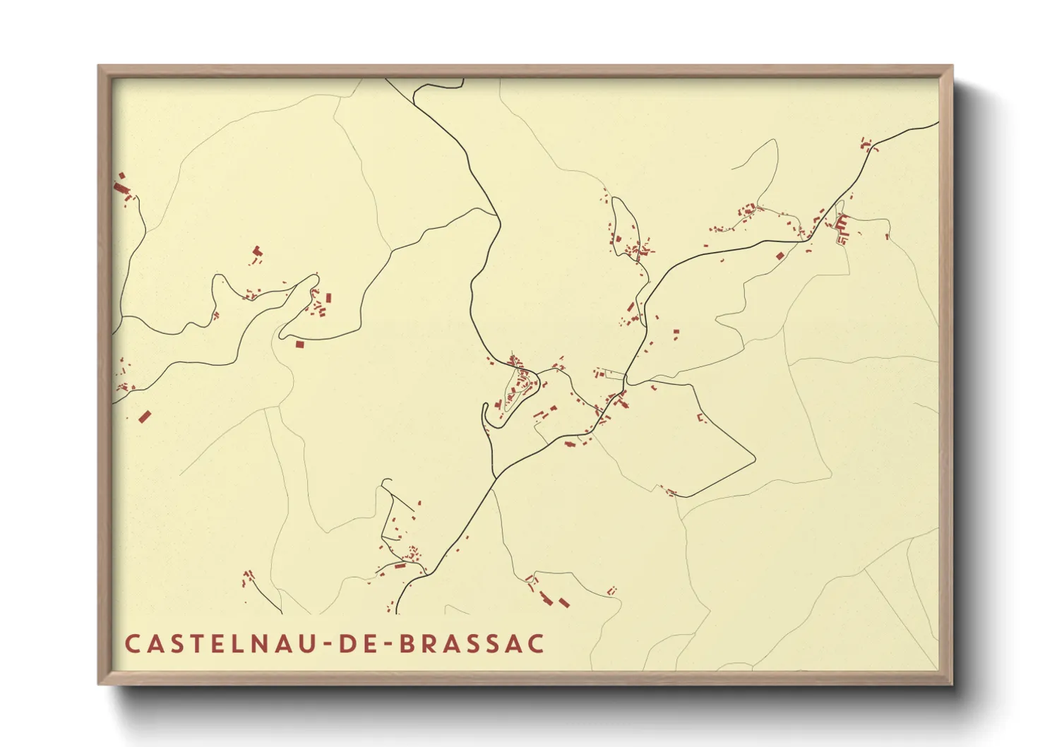 Une affiche de carte sur Castelnau-de-Brassac