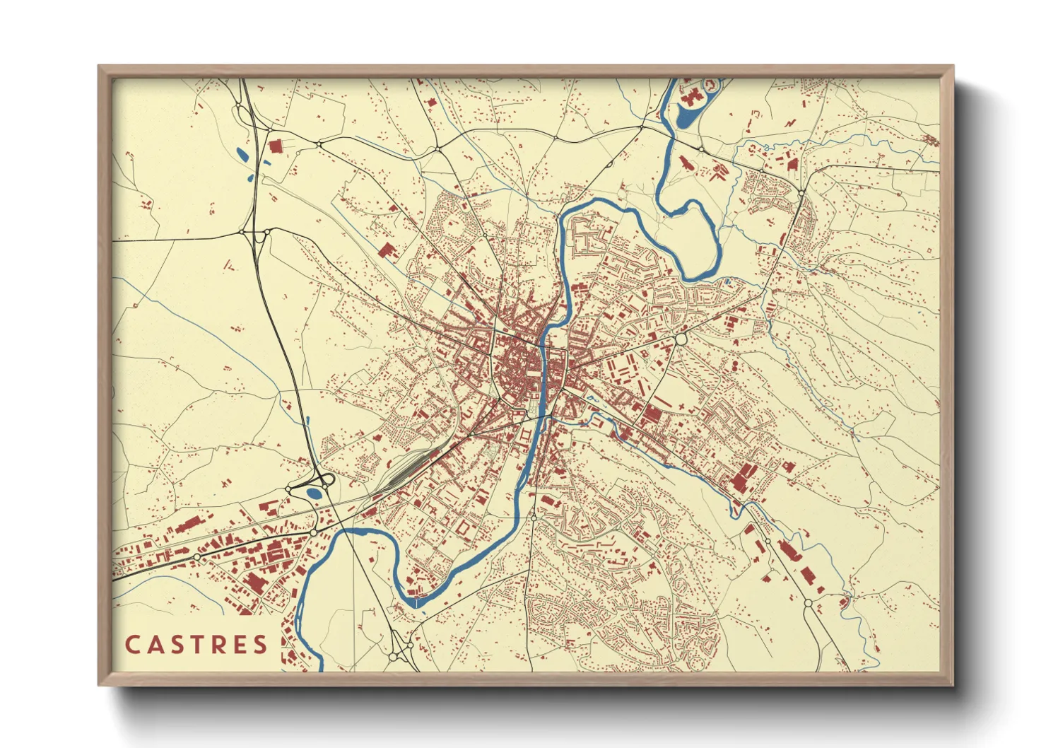 Une affiche de carte sur Castres