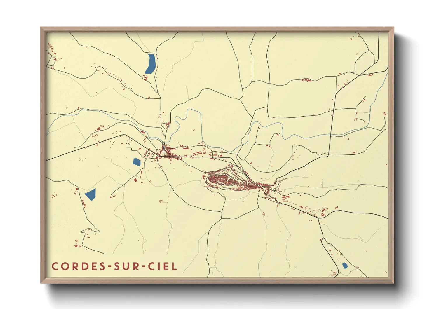 Une affiche de carte sur Cordes-sur-Ciel