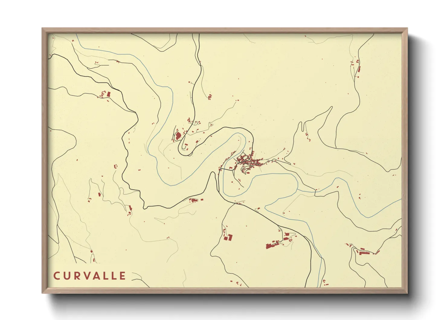 Une affiche de carte sur Curvalle