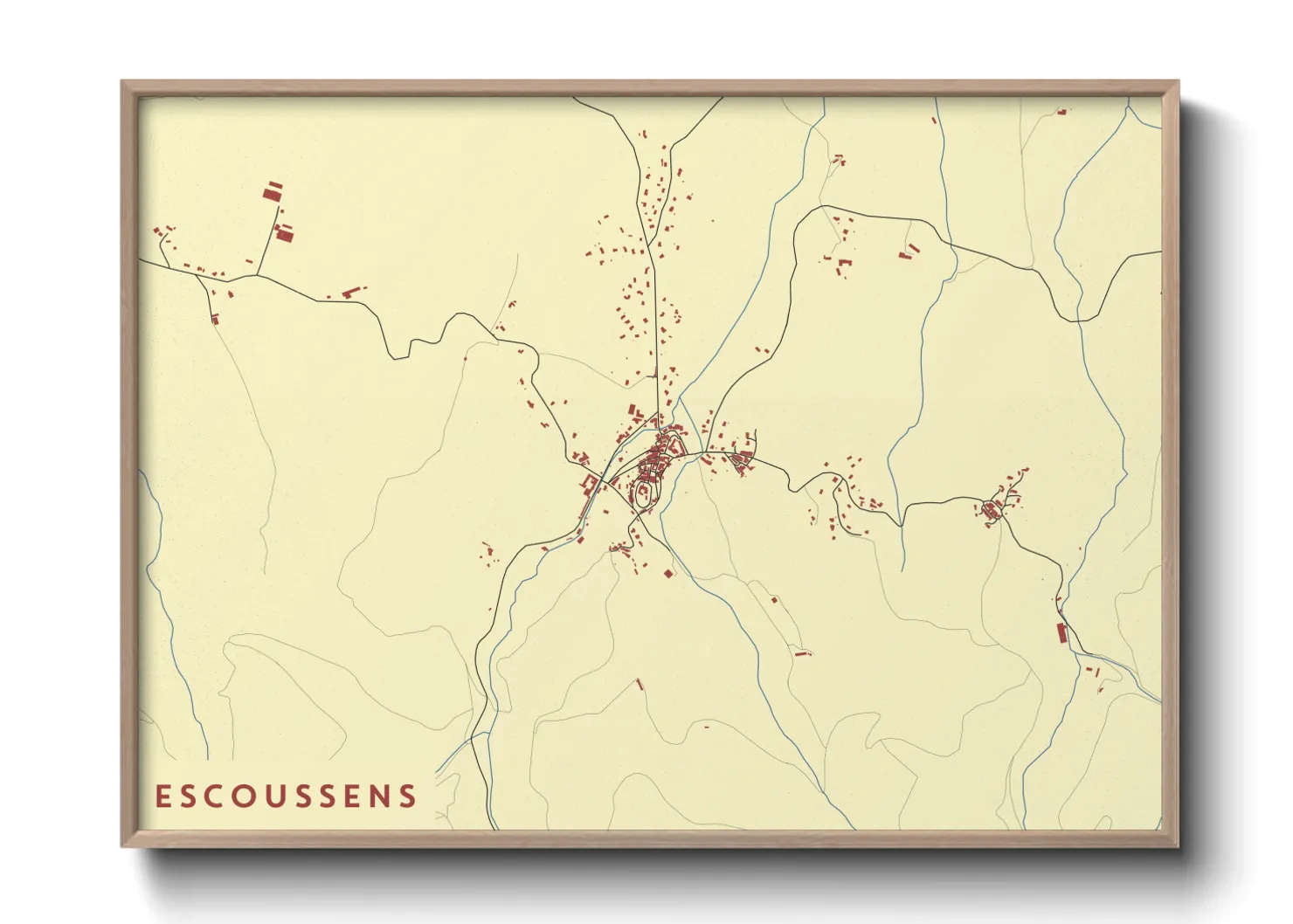 Une affiche de carte sur Escoussens