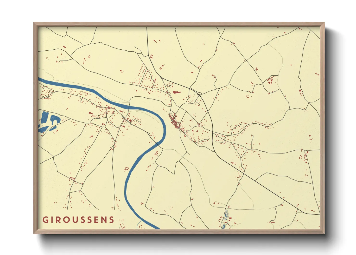 Une affiche de carte sur Giroussens