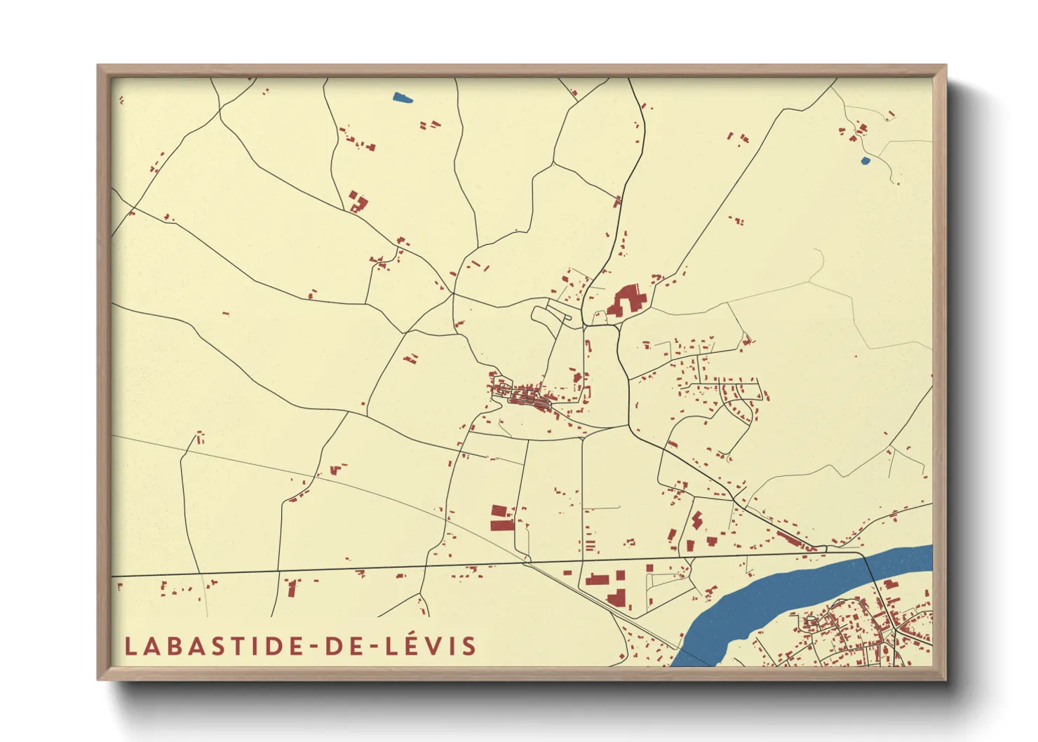 Une affiche de carte sur Labastide-de-Lévis