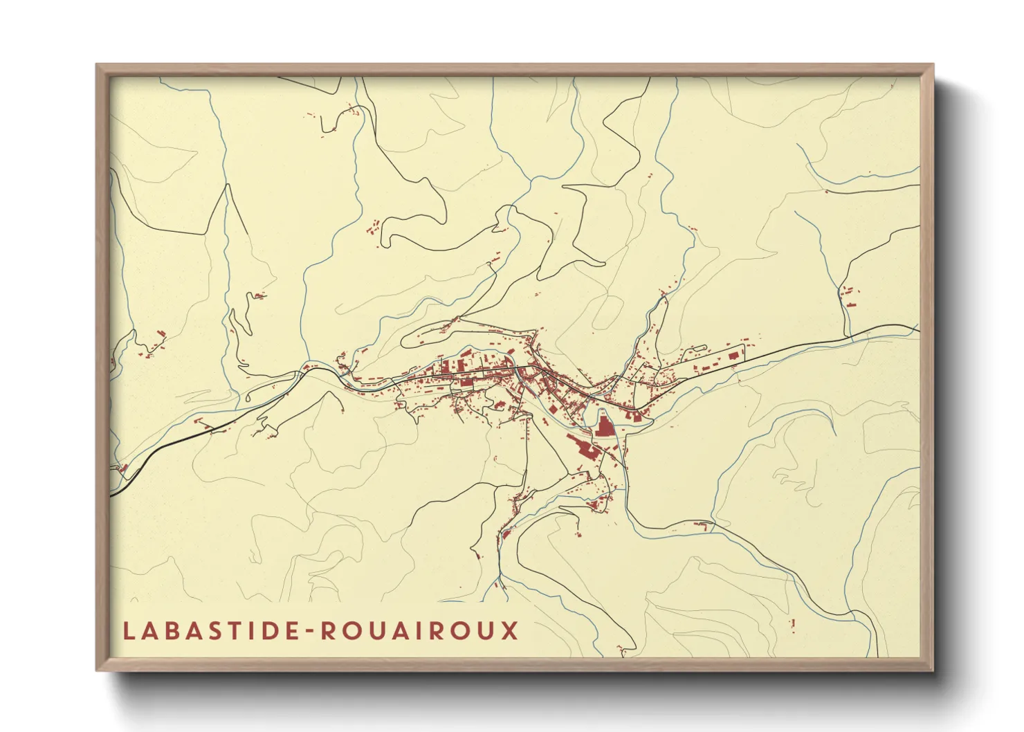 Une affiche de carte sur Labastide-Rouairoux