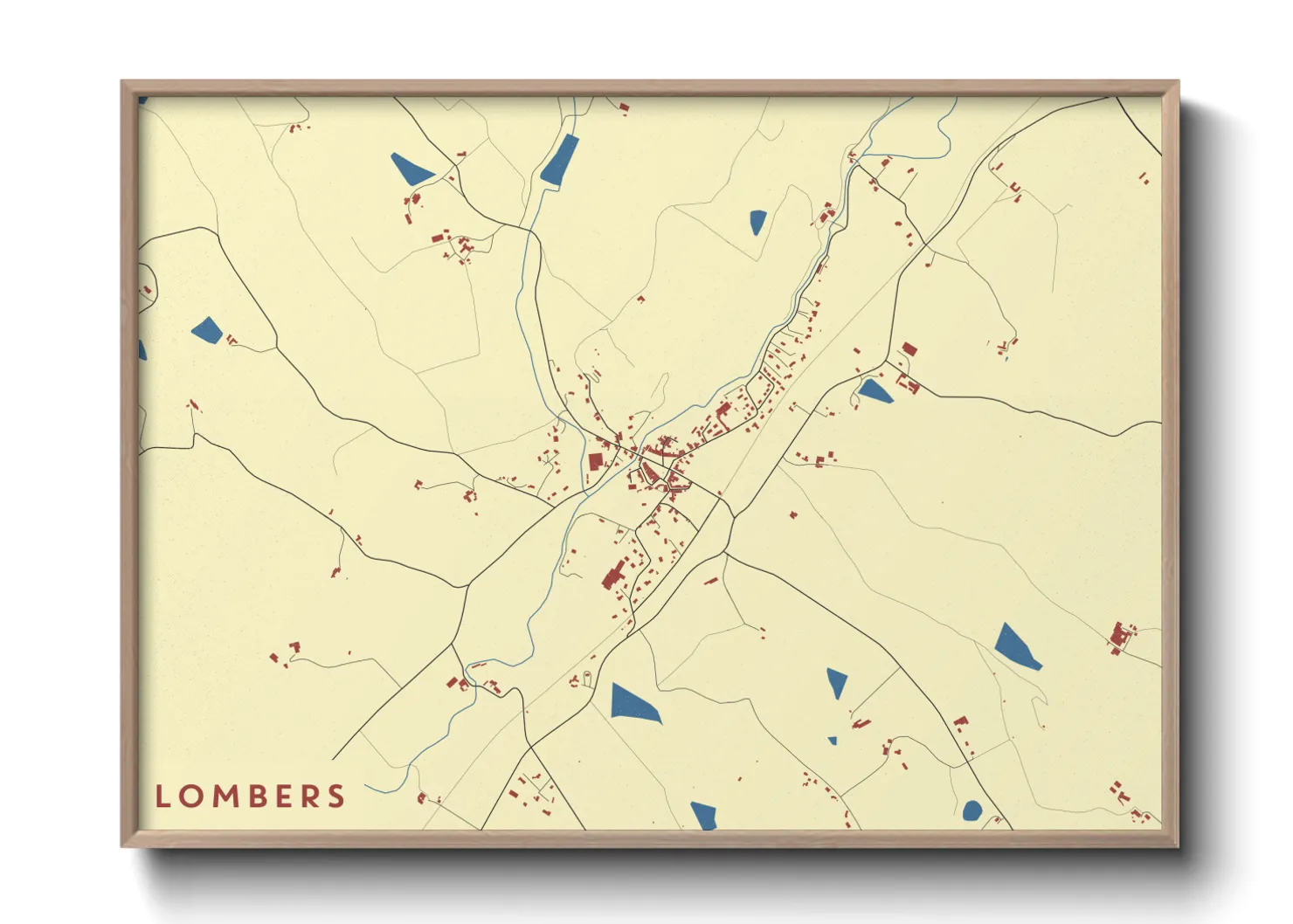 Une affiche de carte sur Lombers