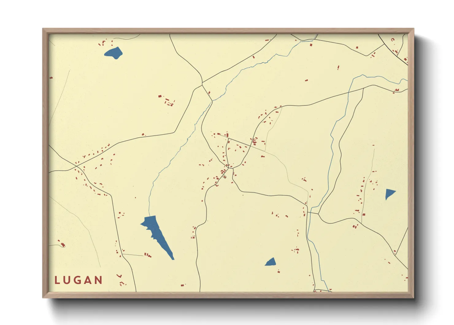 Une affiche de carte sur Lugan