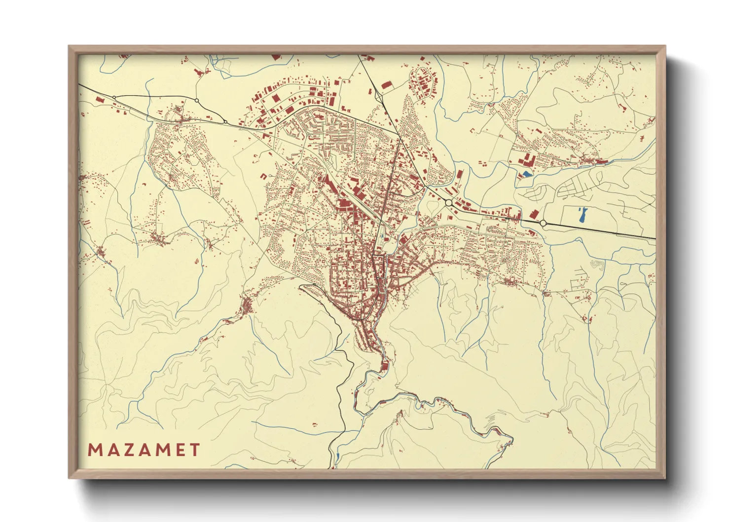Une affiche de carte sur Mazamet