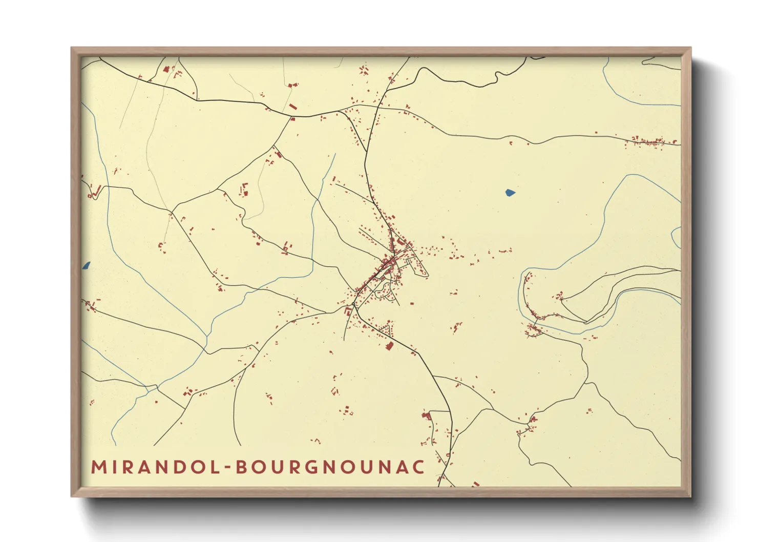 Une affiche de carte sur Mirandol-Bourgnounac