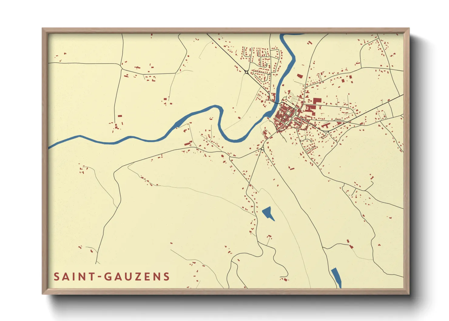 Une affiche de carte sur Saint-Gauzens