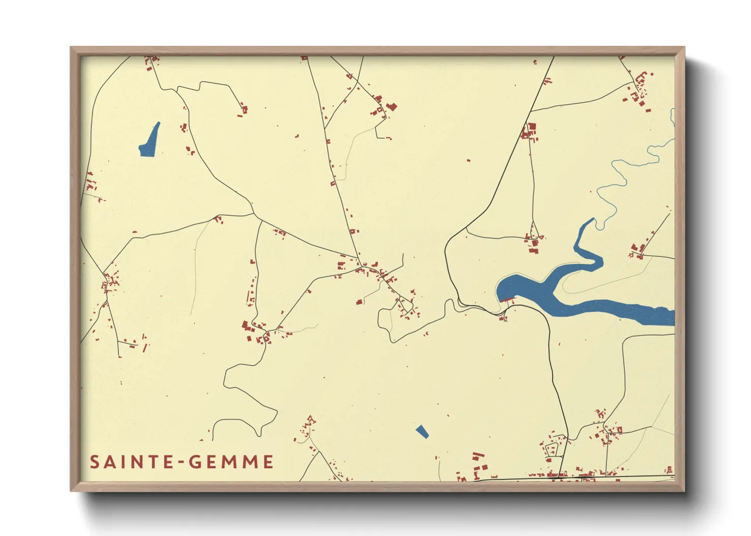 Une affiche de carte sur Sainte-Gemme