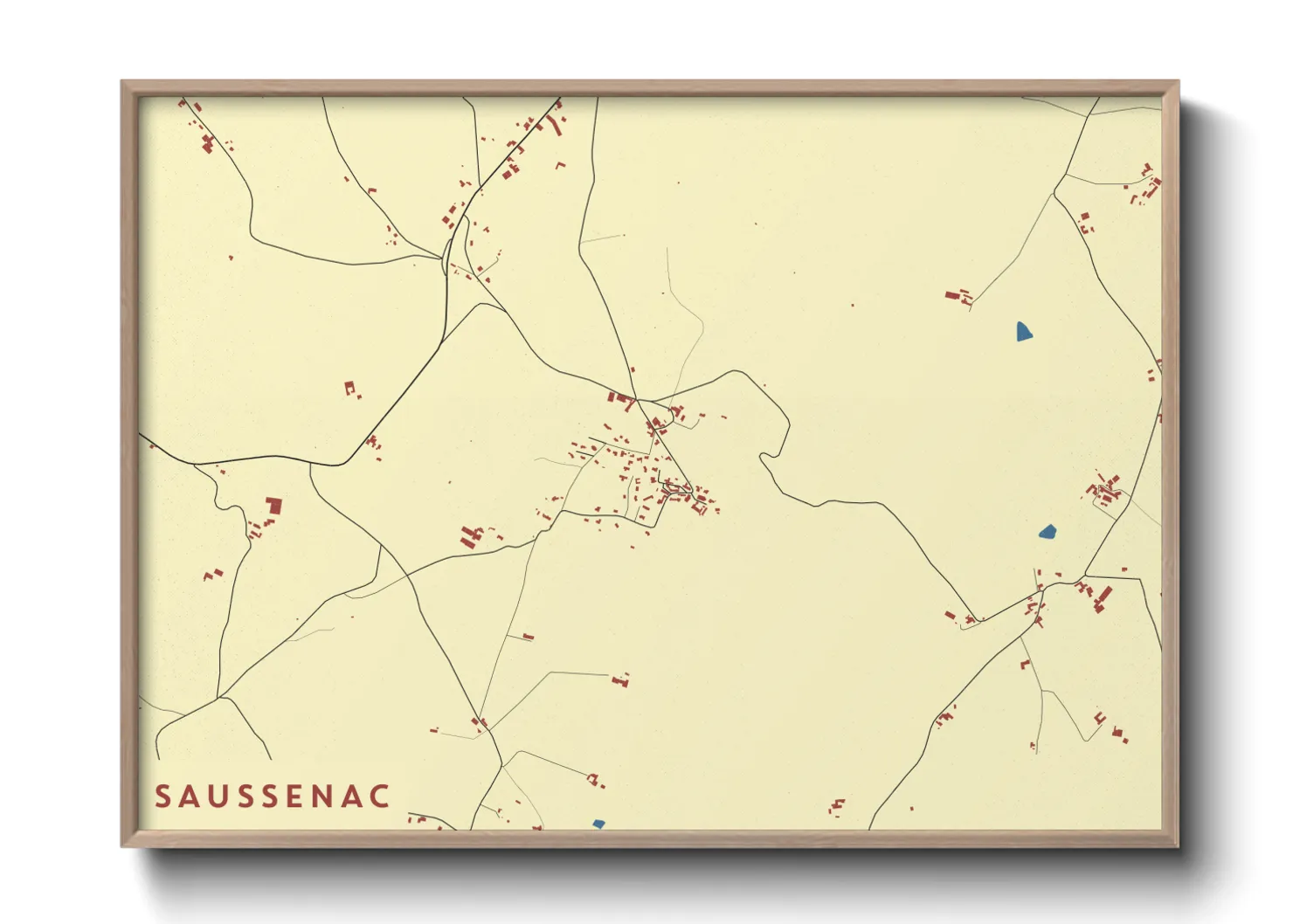 Une affiche de carte sur Saussenac