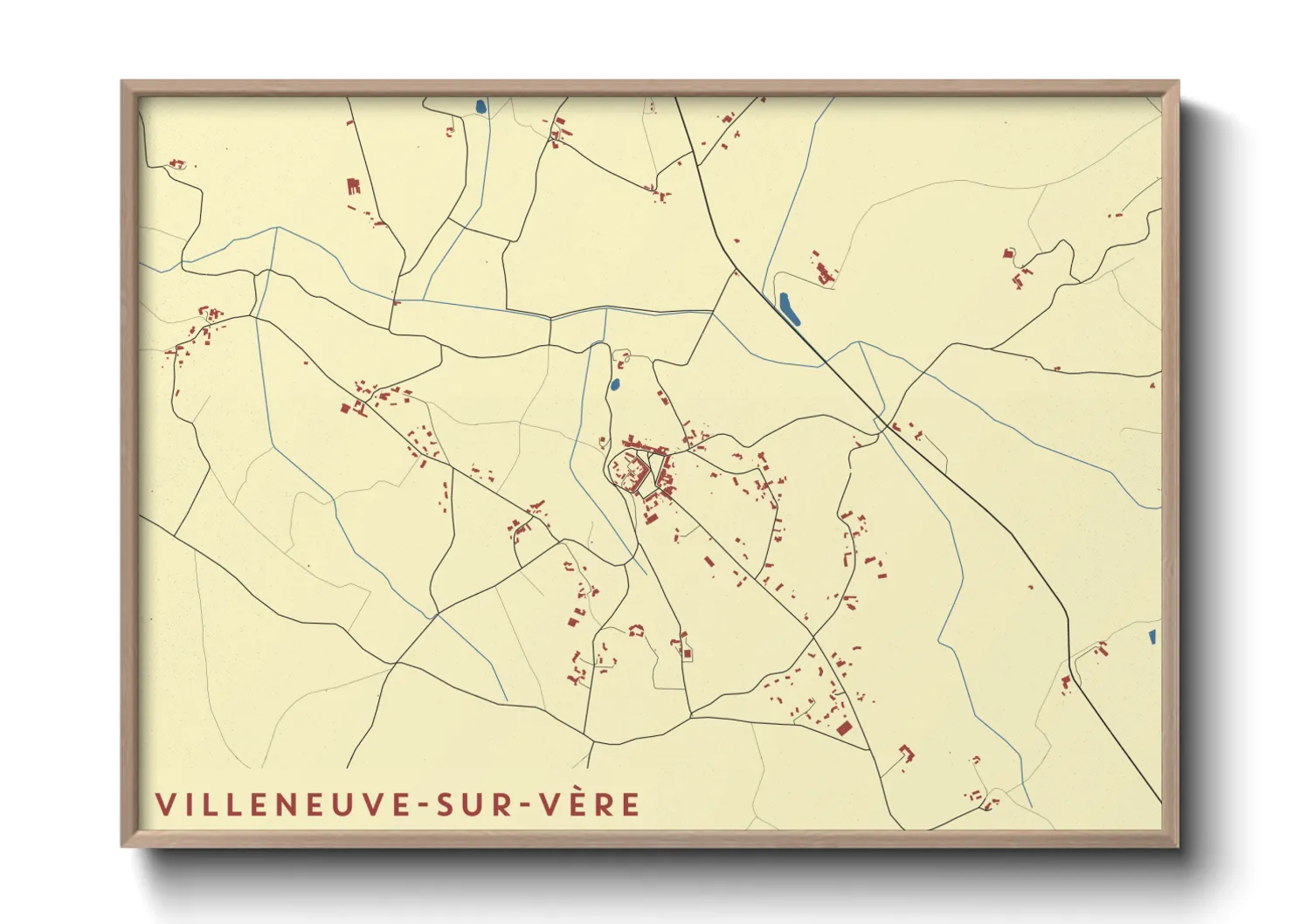 Une affiche de carte sur Villeneuve-sur-Vère