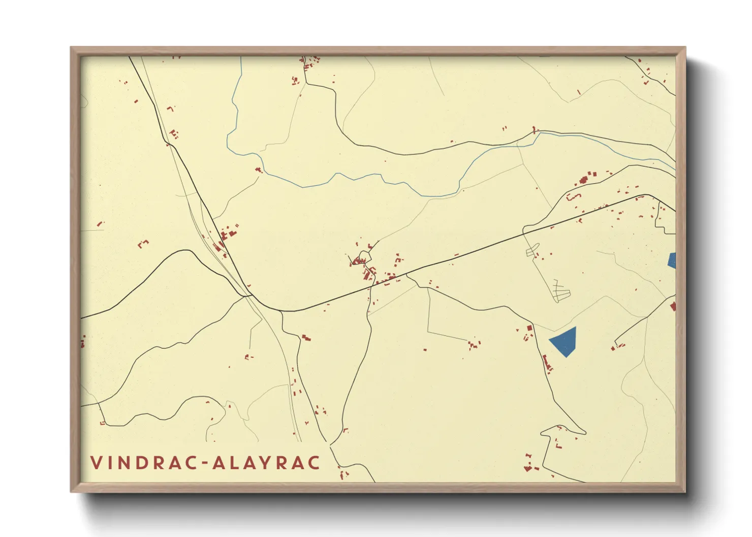 Une affiche de carte sur Vindrac-Alayrac