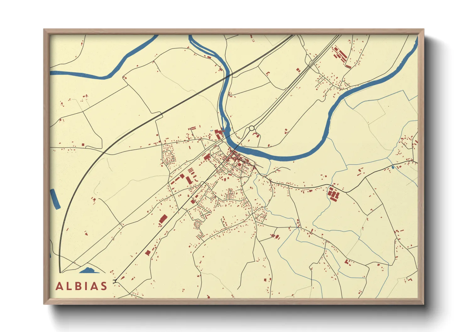 Une affiche de carte sur Albias
