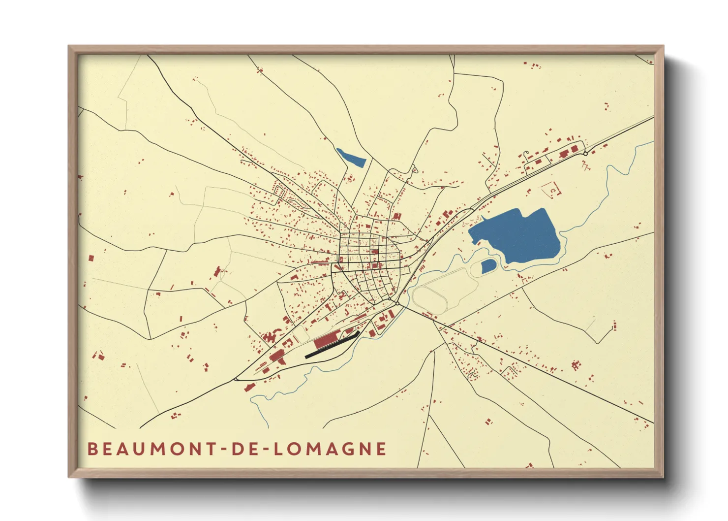 Une affiche de carte sur Beaumont-de-Lomagne
