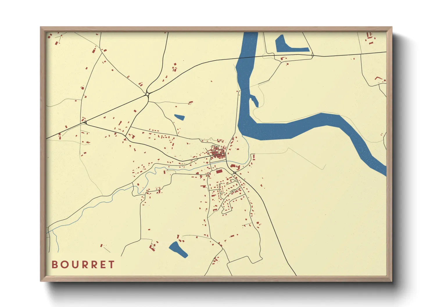 Une affiche de carte sur Bourret
