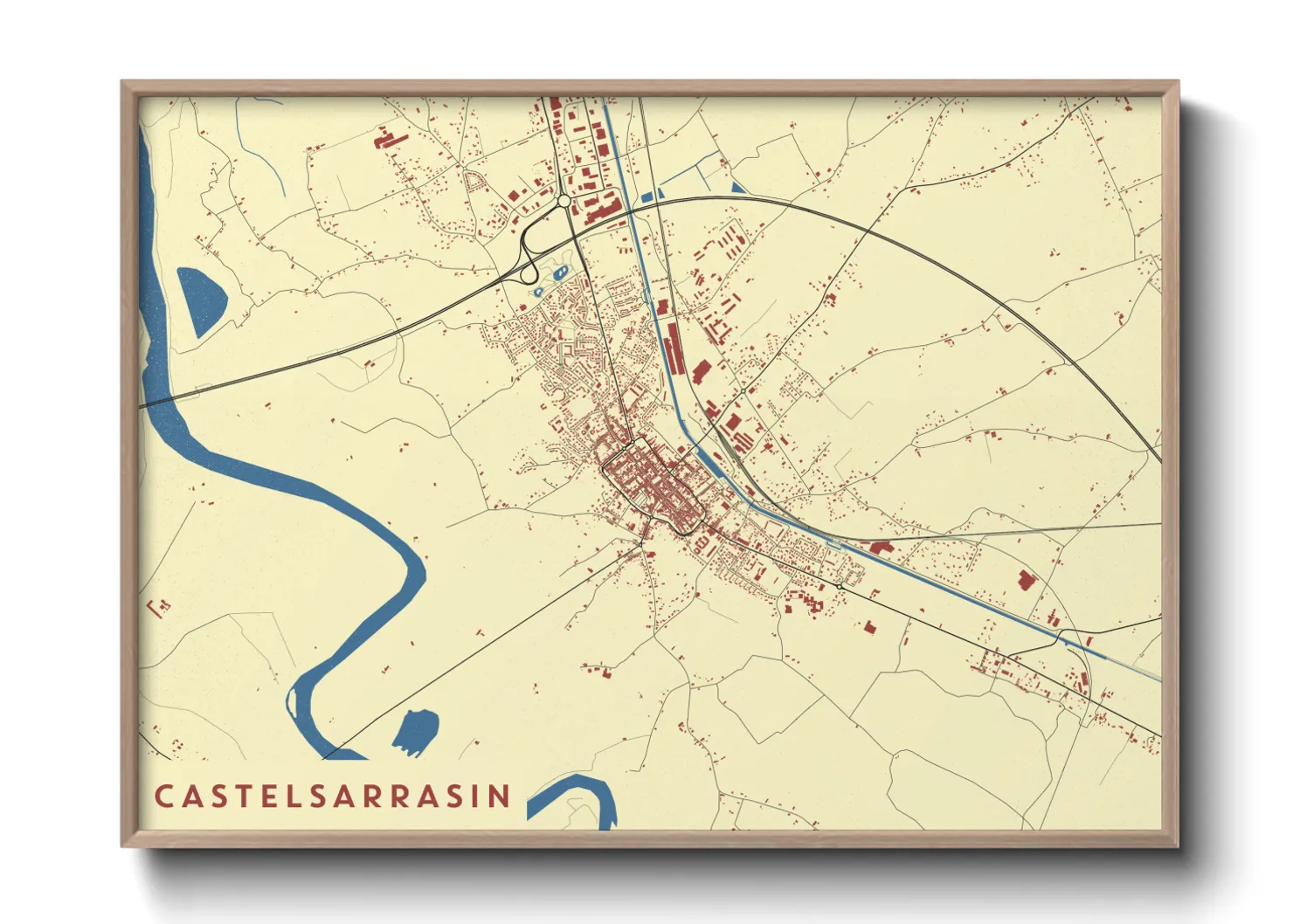 Une affiche de carte sur Castelsarrasin
