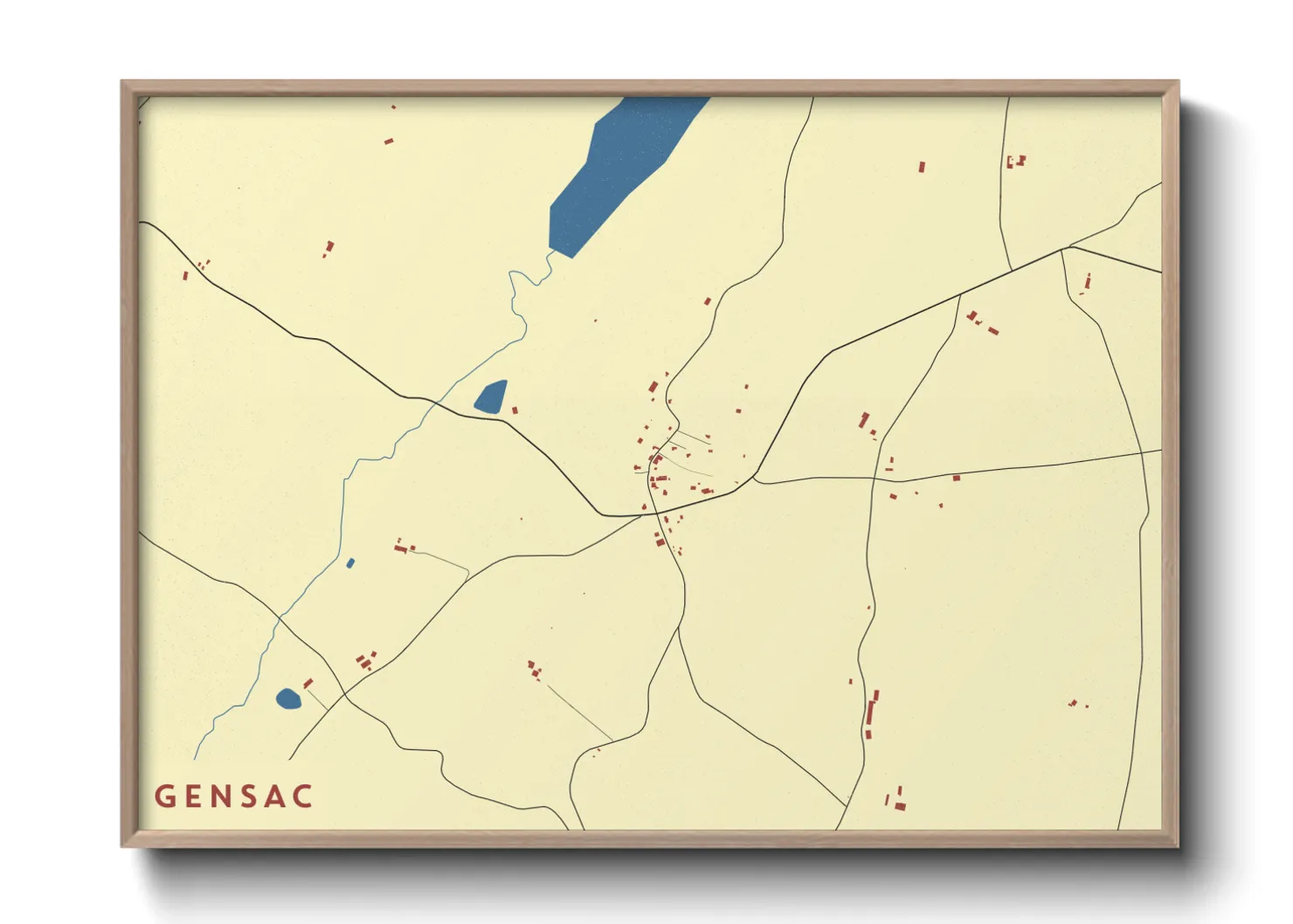 Une affiche de carte sur Gensac