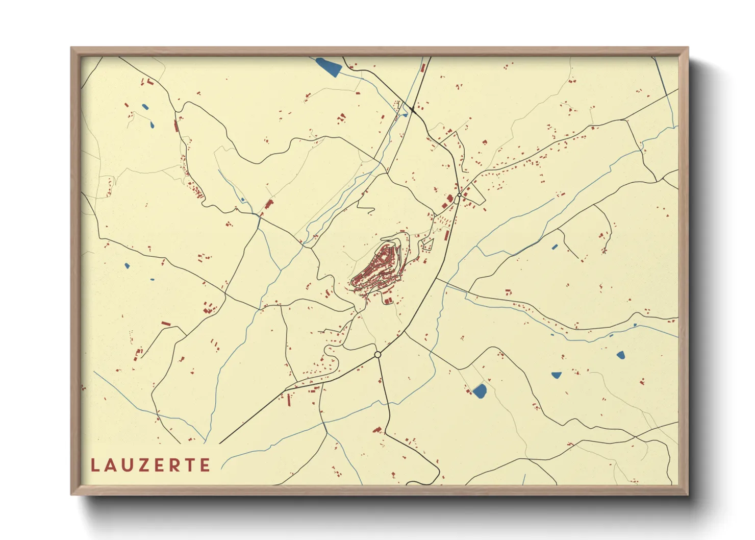 Une affiche de carte sur Lauzerte